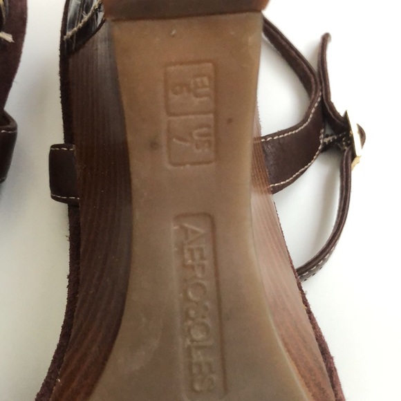Aerosoles Swishing well Brown Wedge Leather sandals Size 7M - Picture 12 of 16